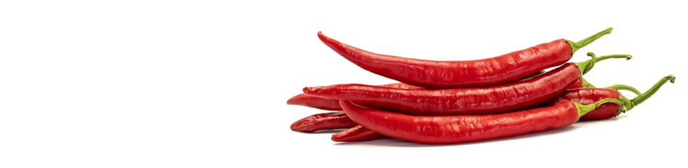 Sweet red peppers. Paprika isolated on white background. Vegetable, healthy vegan food. Copy space. Space for text