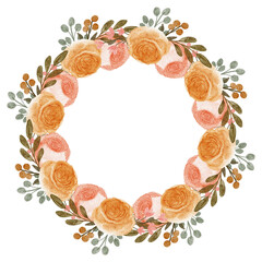watercolor rose floral circle wreath border