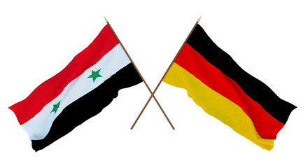 Background for designers, illustrators. National Independence Day. Flags Syria and Germany