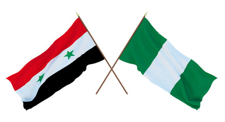 Background for designers, illustrators. National Independence Day. Flags Syria and Nigeria