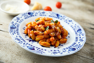 Homemade pasta with tomato sauce