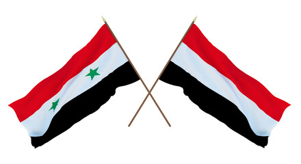Background for designers, illustrators. National Independence Day. Flags Syria and Yemen
