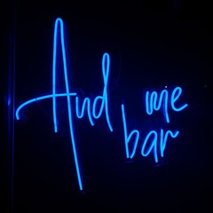 blue neon sign