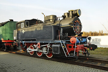 Old locomotive in railway museum. Brest. Belarus