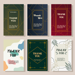Thank You Card, handwritten on the background. Vector illustration. Easy to edit templates for wedding thank you cards, tags, banners, posters, labels, outfits, etc