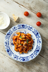 Homemade pasta with tomato sauce
