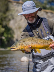 Brown trout caught fly fishing.