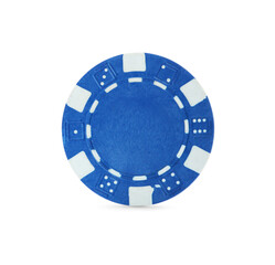 Blue casino chip isolated on white. Poker game
