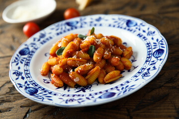 Homemade pasta with tomato sauce