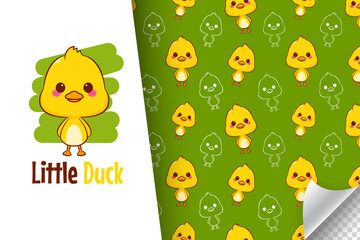 Cute duck cartoon character seamless pattern illustration