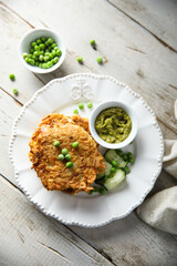 Healthy pancakes with green pea