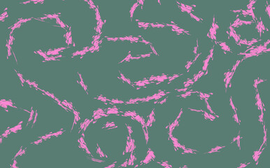 pink curls on a green background. hand painted