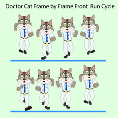 Frame by Frame cat front run cycle vector illustration. designed for Animated video, Motion poster, explanatory videos, 2D Animation
