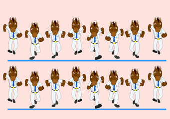 Horse frame by frame front loopable Run cycle vector illustration. Designed for 2D Animation, eLearning videos, Motion graphics, Animated posters, Infographics