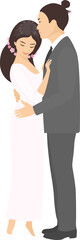 
Asian couple getting married. Cartoon flat style. PNG