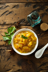 Traditional homemade mango chutney with spices
