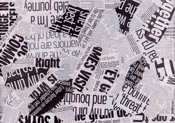 Handmade Newsprint Mixed Media Collage Artistic Abstract Background Texture 

