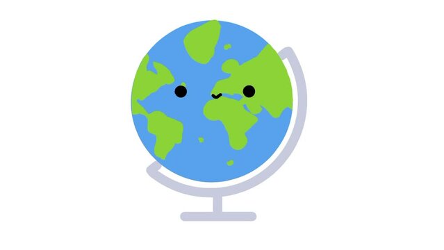Animated cute earth character cartoon for waste free day