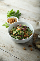 Healthy vegetable salad with white bean