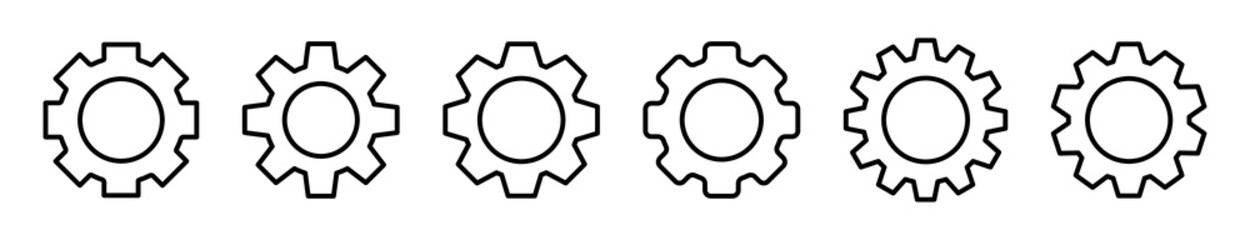 Gear wheel line icons set. Mechanical cog wheel. Repair signs. Setting icon. Stock vector element.
