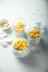 Healthy chia pudding with mango