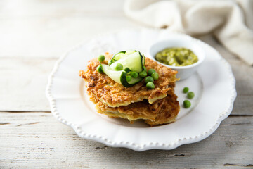 Healthy pancakes with green pea