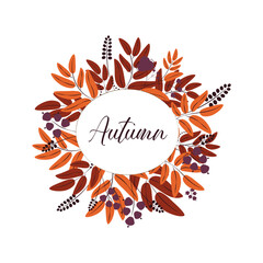 autumn frame on brown background with bright leaves