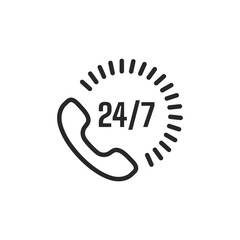 Contact icon. Mobile phone icon making a loud sound 24 hours a day Service concept Anytime