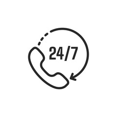 Contact icon. Mobile phone icon making a loud sound 24 hours a day Service concept Anytime