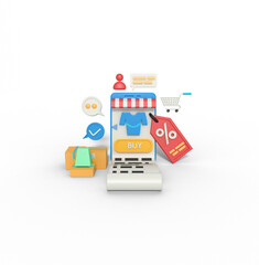 3d Illustration of online shop discount