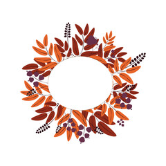 autumn frame on brown background with bright leaves
