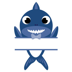 Cute Shark with Split Monogram design