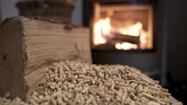 wood burning stove heating the house - Video