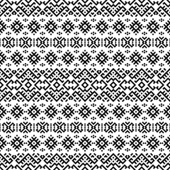 Geometric Seamless Ethnic Pattern Design Vector in Black and White color