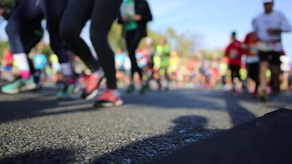 Half marathon in the city - Marseille Cassis in France volontary blurred