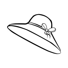 Women's beach hat with bow isolated on background