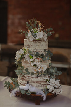 wedding cake decorated with flowers