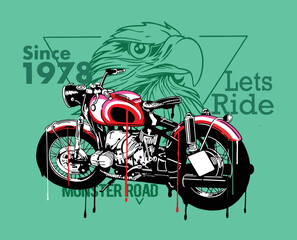 MOTORCYCLES IMAGE VECTOR ILLUSTRATION FOR YOUR T SHIRT