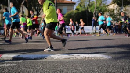 Half marathon in the city - Marseille Cassis in France volontary blurred - Olympic Games