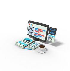 3d Illustration of programmer website on computer