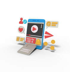3d illustration of achievement of one hundred thousand subscribers