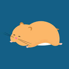 Hamster lies on his stomach, illustration