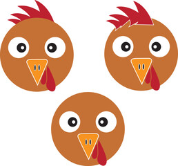 Turkey Face, Happy Fall, Thanksgiving Day, Happy Harvest, Vector Illustration File