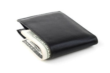 wallet with money isolated on white