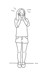 The young girl is in stress.