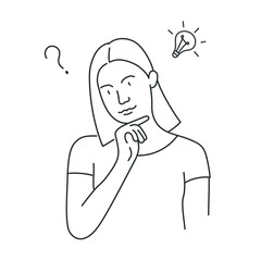 Young frustrated woman standing feeling doubt with question marks.