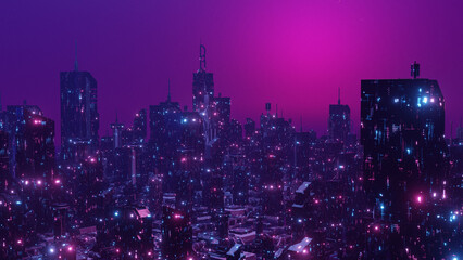 Fototapeta premium Rooftop View Dystopian Concept Background 3d Render