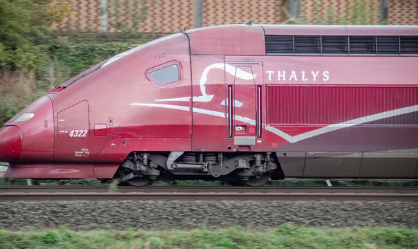 Aachen April 2021: the Thalys on a route near Aachen