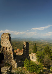 Ruins of Mystras ancient town near Sparta, UNESCO world heritage archeological sight.