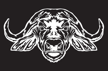 African bull face vector iilustration in hand drawn style, perfect for tshirt and mascot design